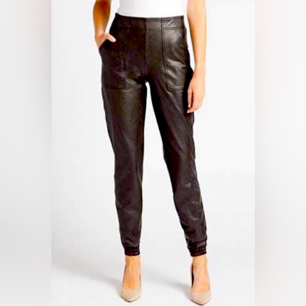 Spanx Faux leather black joggers - S